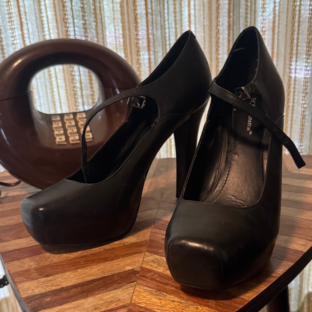 BCBG Black Mary Jane Platform Pumps
